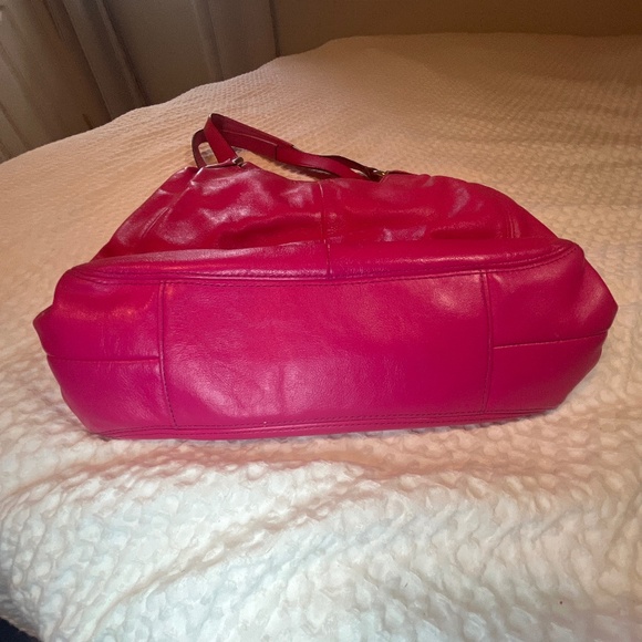 Coach Pink Leather Shoulder Bag | Slouchy Tote | Silver Hardware - Picture 3 of 6